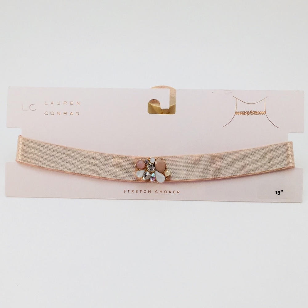 LC Lauren Conrad Embellished Nude Stretch Choker